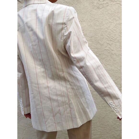 NWOT Rebecca Taylor Tailored Stitched Stripe Blazer Snow Combo Size‎ 10 - Picture 5 of 9